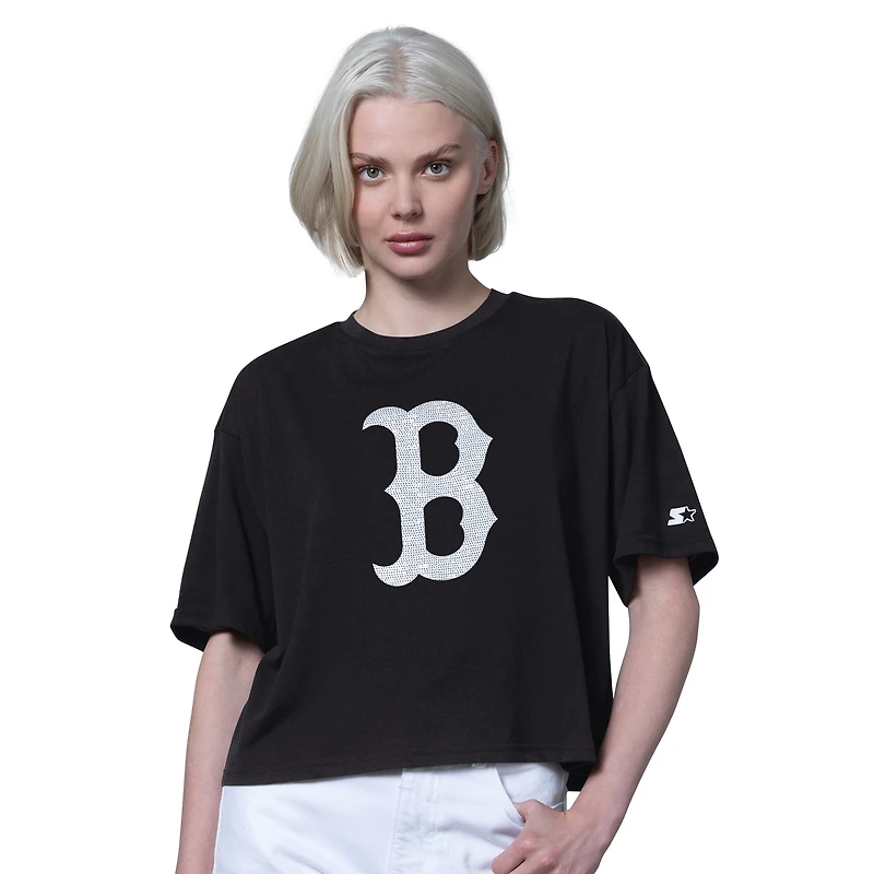 T-shirt court noir Starter Boston Red Sox Holy Grail pour femme