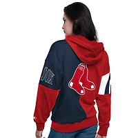 Women's Starter Navy/Red Boston Red Sox Curve Ball Full Zip Hoodie Sweatshirt