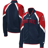 Veste de survêtement Starter bleu marine Boston Red Sox Touchdown Raglan pour femme