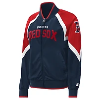 Veste de survêtement Starter bleu marine Boston Red Sox Touchdown Raglan pour femme