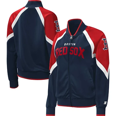 Veste de survêtement Starter bleu marine Boston Red Sox Touchdown Raglan pour femme