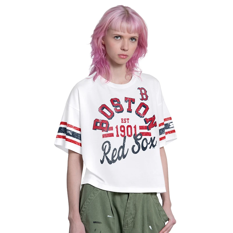Women's Starter  Light Blue Boston Red Sox Cropped Hurry Up Offense T-Shirt
