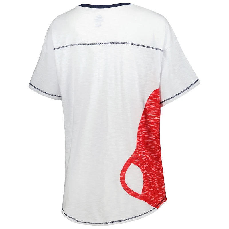 T-shirt à col en V Starter White Boston Red Sox Perfect Game pour femmes