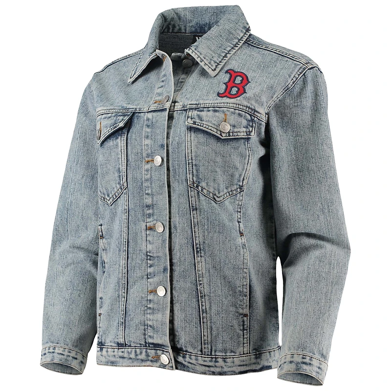 Women's The Wild Collective Boston Red Sox Team Patch Denim Button-Up Jacket