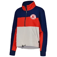 Veste The Wild Collective pour femme bleu marine/rouge Boston Red Sox colorblock 1/4 zip