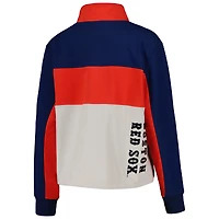 Veste The Wild Collective pour femme bleu marine/rouge Boston Red Sox colorblock 1/4 zip