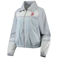 Women's The Wild Collective Navy Boston Red Sox Colorblock Track Raglan Full-Zip Jacket