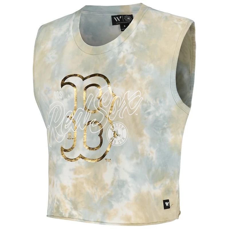 Women's The Wild Collective White Boston Red Sox Washed Muscle Tank Top