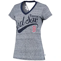 Women's Touch Navy Boston Red Sox Hail Mary V-Neck Back Wrap T-Shirt