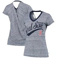 Women's Touch Navy Boston Red Sox Hail Mary V-Neck Back Wrap T-Shirt