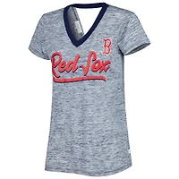 Women's Touch Navy Boston Red Sox Halftime Back Wrap Top V-Neck T-Shirt