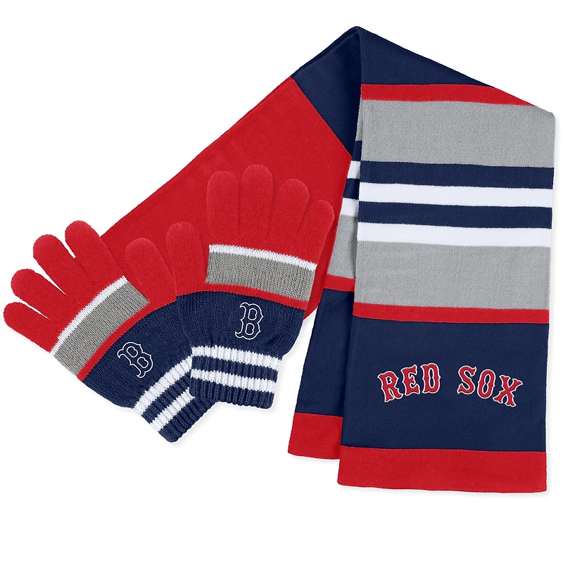 Women's WEAR by Erin Andrews Boston Red Sox Stripe Glove & Scarf Set