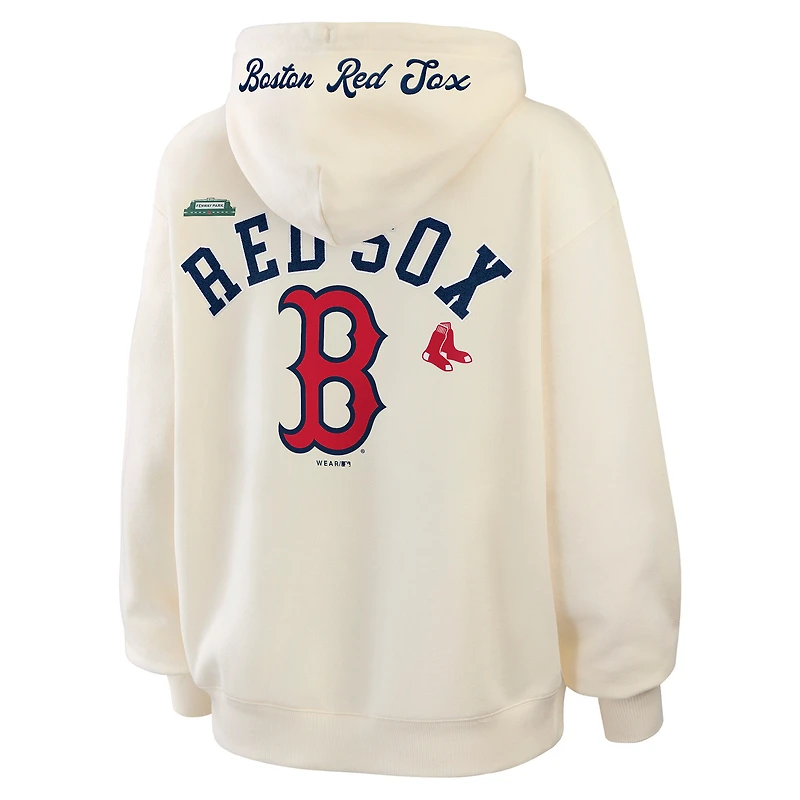 Sweat à capuche zippé crème Boston Red Sox pour femme de la marque WEAR by Erin Andrews