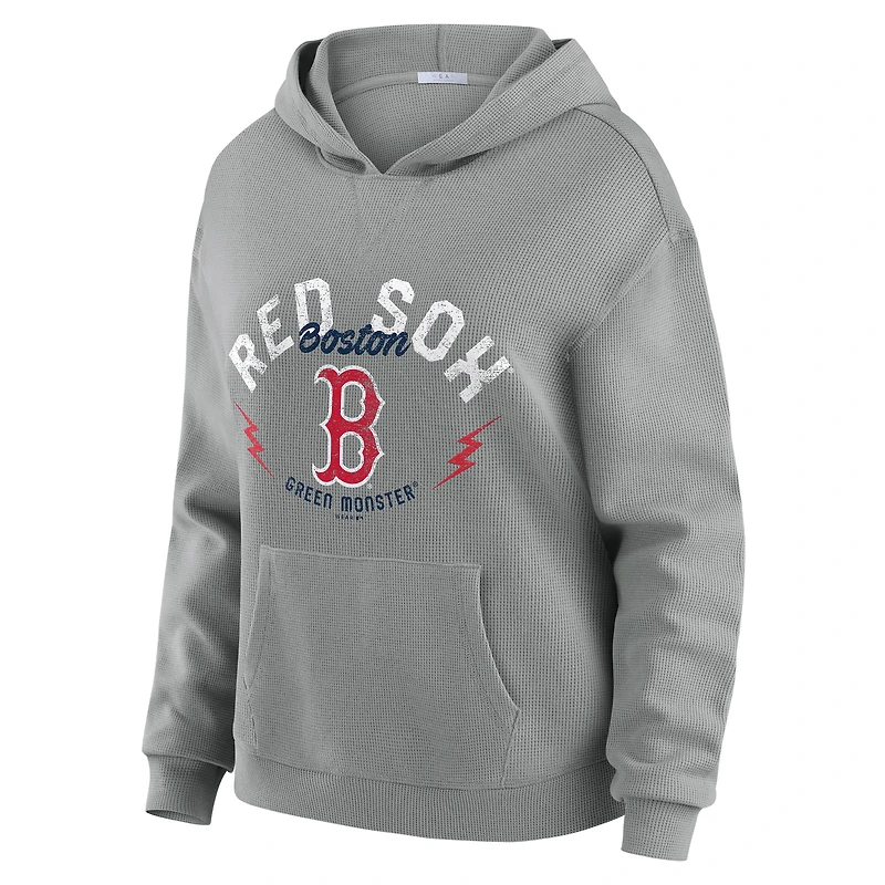 Women's WEAR by Erin Andrews Gray Boston Red Sox Waffle-Knit Long-Sleeve Hoodie & Lounge Pant Set