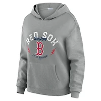 Women's WEAR by Erin Andrews Gray Boston Red Sox Waffle-Knit Long-Sleeve Hoodie & Lounge Pant Set