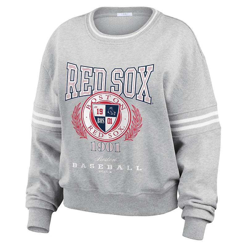 Sweat-shirt à écusson national des Boston Red Sox pour femme WEAR by Erin Andrews, gris chiné