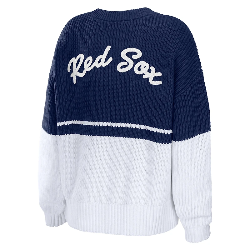 Sweat-shirt WEAR by Erin Andrews pour femmes, bleu marine/blanc, Boston Red Sox, épais