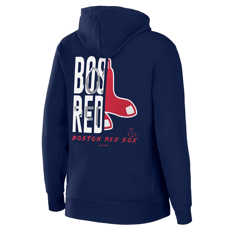 Sweat à capuche zippé en molleton éponge Boston Red Sox WEAR by Erin Andrews pour femme, bleu marine