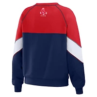 WEAR by Erin Andrews Rouge/Marine Boston Red Sox Color Block Sweat-shirt à col rond pour femmes