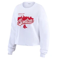 Women's WEAR by Erin Andrews White Boston Red Sox Domestic Postcard Long Sleeve T-Shirt