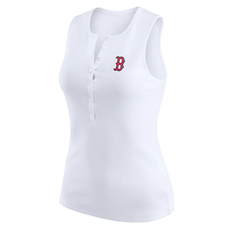 Débardeur Henley côtelé blanc des Red Sox de Boston pour femme WEAR by Erin Andrews