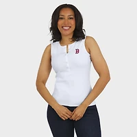 Women's WEAR by Erin Andrews White Boston Red Sox Rib-Knit Henley Tank Top