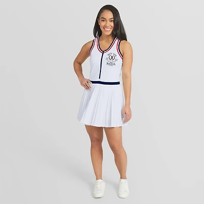 Women's WEAR by Erin Andrews White Boston Red Sox Zip-Front Pleated Tri-Blend Scoop Neck Tank Dress