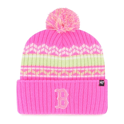 Bonnet en tricot à revers Polar Vortex rose des Red Sox de Boston pour jeunes de 1947 avec pompon