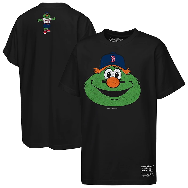 T-shirt Mitchell & Ness noir pour jeunes, mascotte Boston Red Sox, grand visage