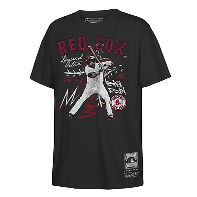 T-shirt Mitchell & Ness pour enfant David Ortiz, joueur des Red Sox de Boston, noir, avec inscription « Chalked Up »