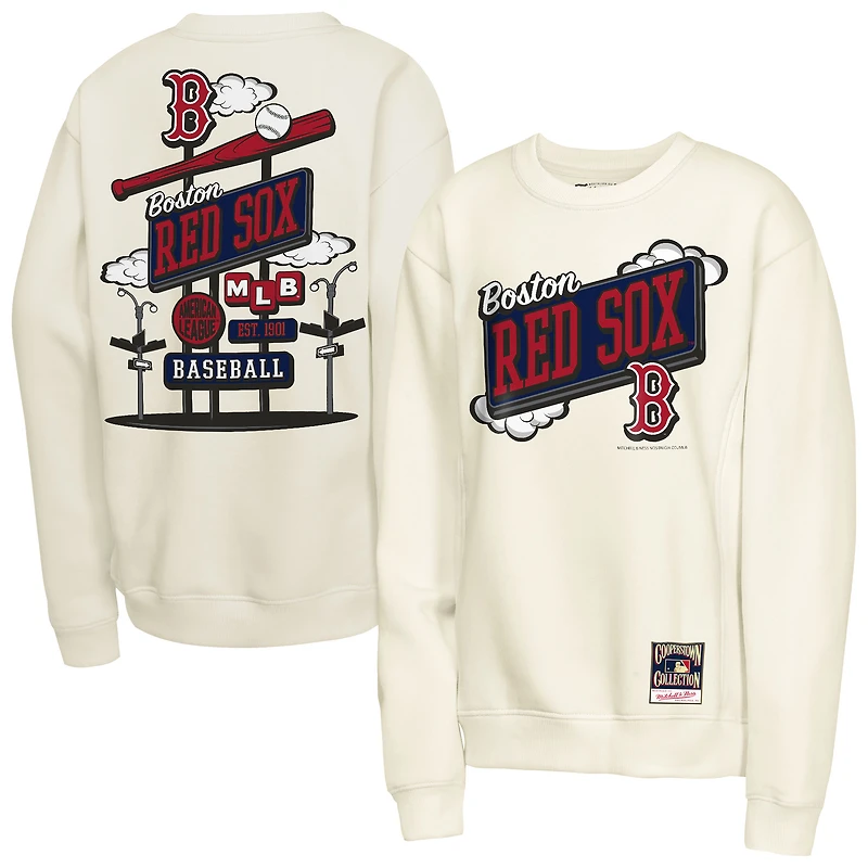 Youth Mitchell & Ness Natural Boston Red Sox Retro Billboard Sweatshirt