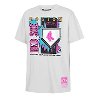 Youth Mitchell & Ness  White Boston Red Sox Cooperstown Neon Field Shock T-Shirt