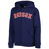 Chandail à capuchon en molleton glissière pleine longueur Boston Red Sox pour jeune, bleu marine