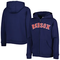 Chandail à capuchon en molleton glissière pleine longueur Boston Red Sox pour jeune, bleu marine