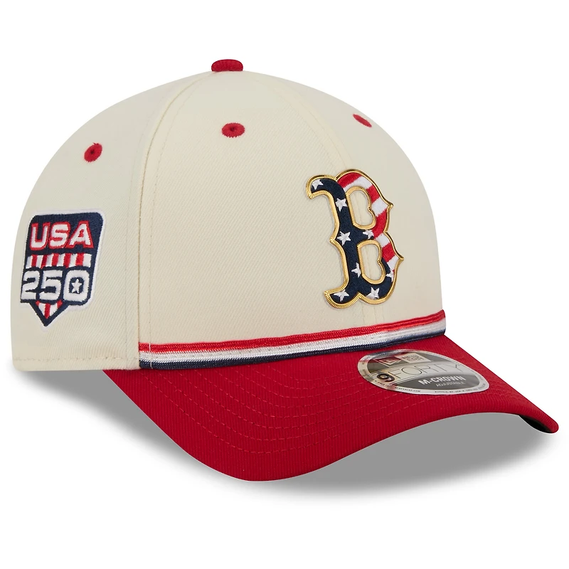 Casquette ajustable New Era crème/rouge Boston Red Sox USA 250 9FORTY M-Crown pour jeunes