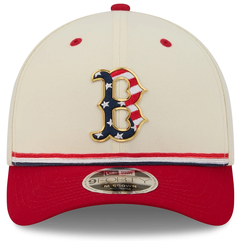 Casquette ajustable New Era crème/rouge Boston Red Sox USA 250 9FORTY M-Crown pour jeunes