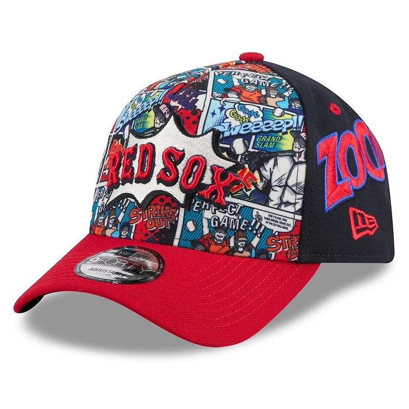 Casquette ajustable New Era bleu marine/rouge Boston Red Sox 2025 MLB Players' Weekend A-Frame 9FORTY pour jeunes