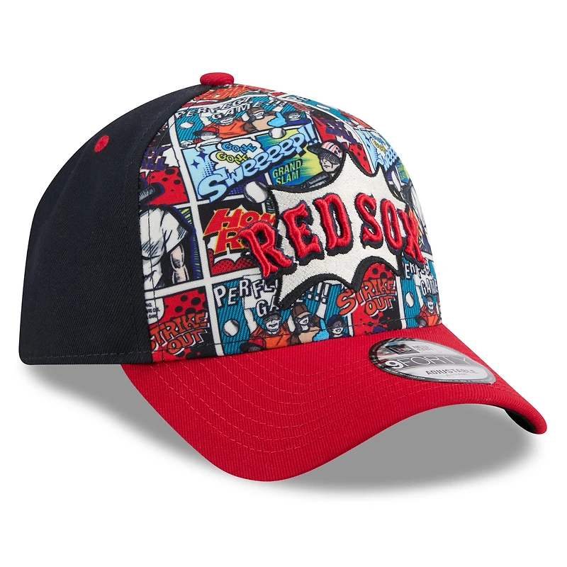Casquette ajustable New Era bleu marine/rouge Boston Red Sox 2025 MLB Players' Weekend A-Frame 9FORTY pour jeunes