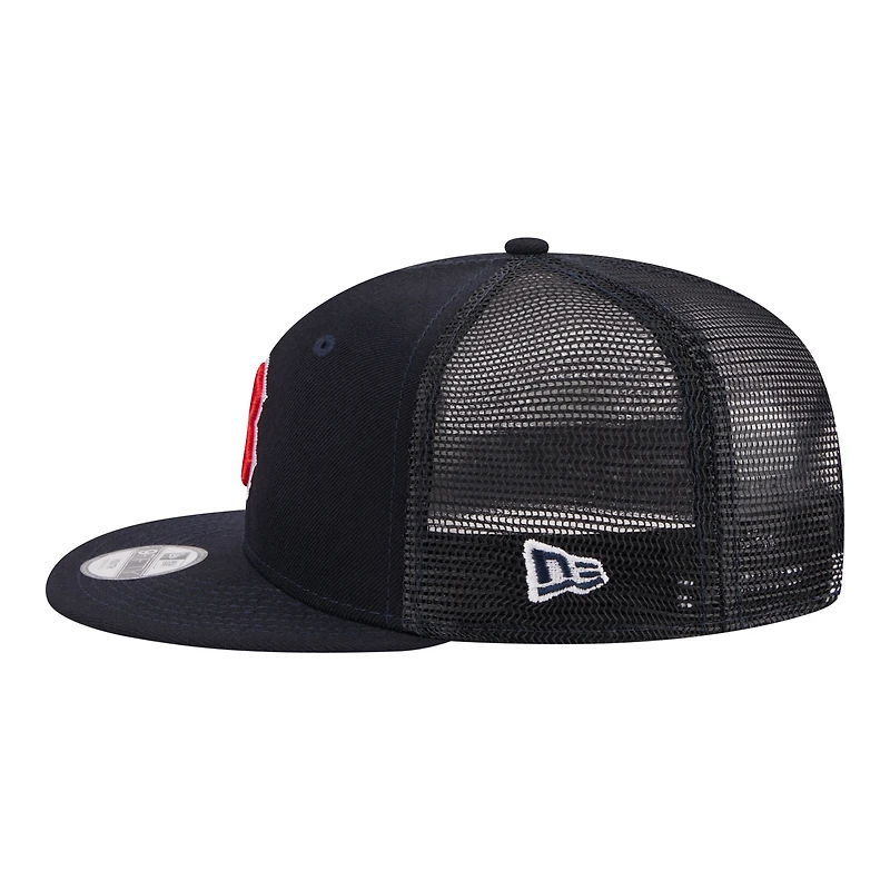 Youth New Era Navy Boston Red Sox 9FIFTY Trucker Snapback Hat