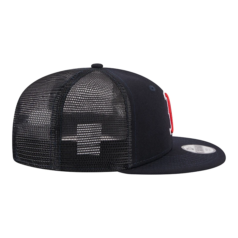 Youth New Era Navy Boston Red Sox 9FIFTY Trucker Snapback Hat