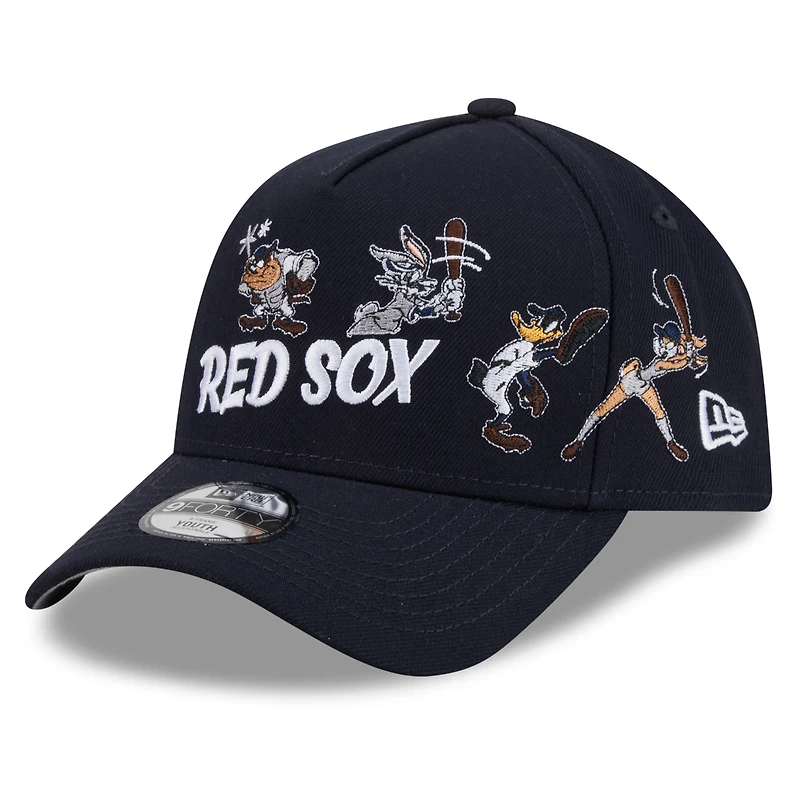Youth New Era Navy Boston Red Sox Looney Tunes A-Frame 9FORTY Adjustable Hat