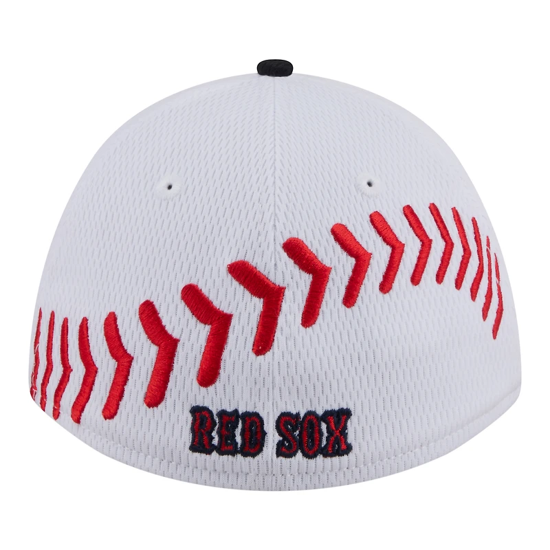Youth New Era  White/Navy Boston Red Sox Baseball 39THIRTY M-Crown Flex Hat