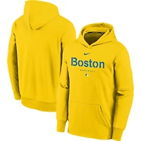 Youth Nike Yellow Boston Red Sox Authentic Collection City Connect Performance - Pullover Hoodie