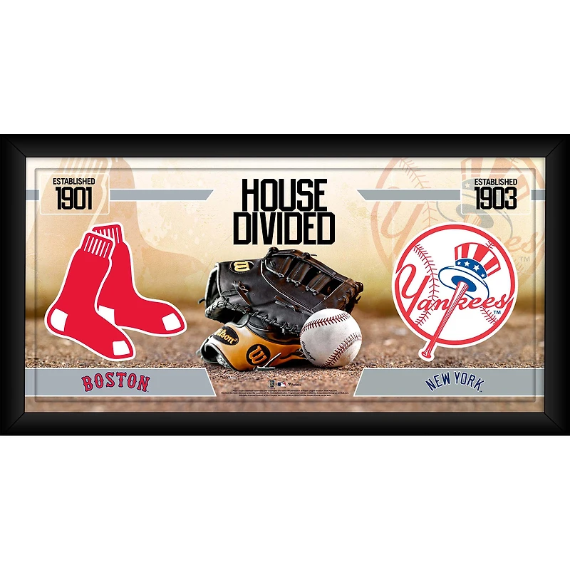 Collage de baseball encadré de 10" x 20" des Red Sox de Boston contre les Yankees de New York