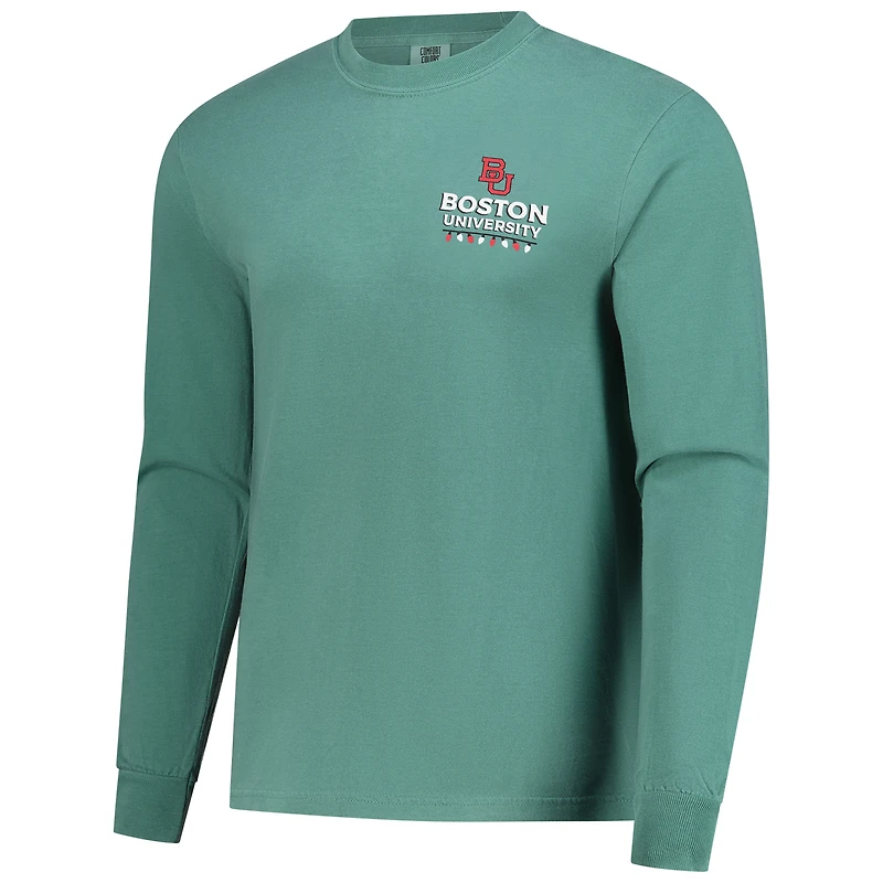 Men's Image One Light Green Boston University Holiday Long Sleeve T-Shirt
