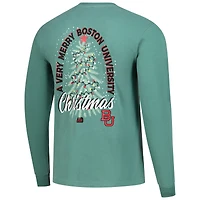 Men's Image One Light Green Boston University Holiday Long Sleeve T-Shirt
