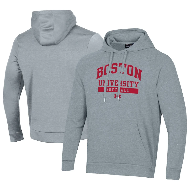 Men's Under Armour Gray Boston University Softball All Day Fleece Pullover Hoodie