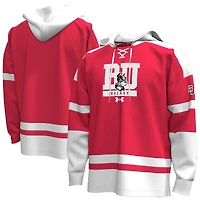 Sweat à capuche de hockey Under Armour rouge Boston University en polaire lacets pour homme