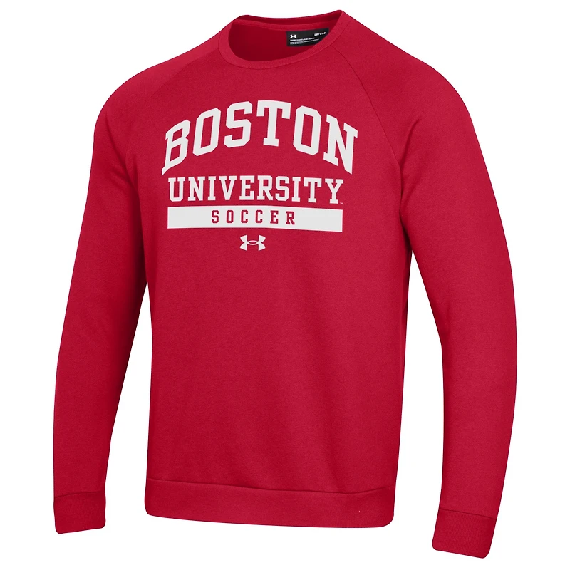 Men's Under Armour Scarlet Boston University Soccer All Day Fleece Pullover Sweatshirt