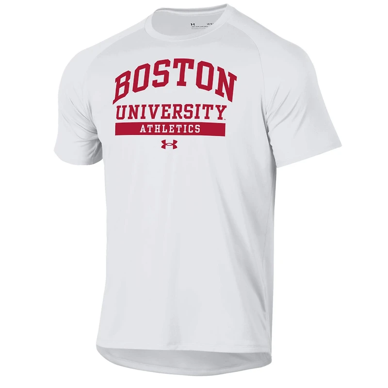 T-shirt technique Under Armour blanc pour homme, Boston University Athletics UA